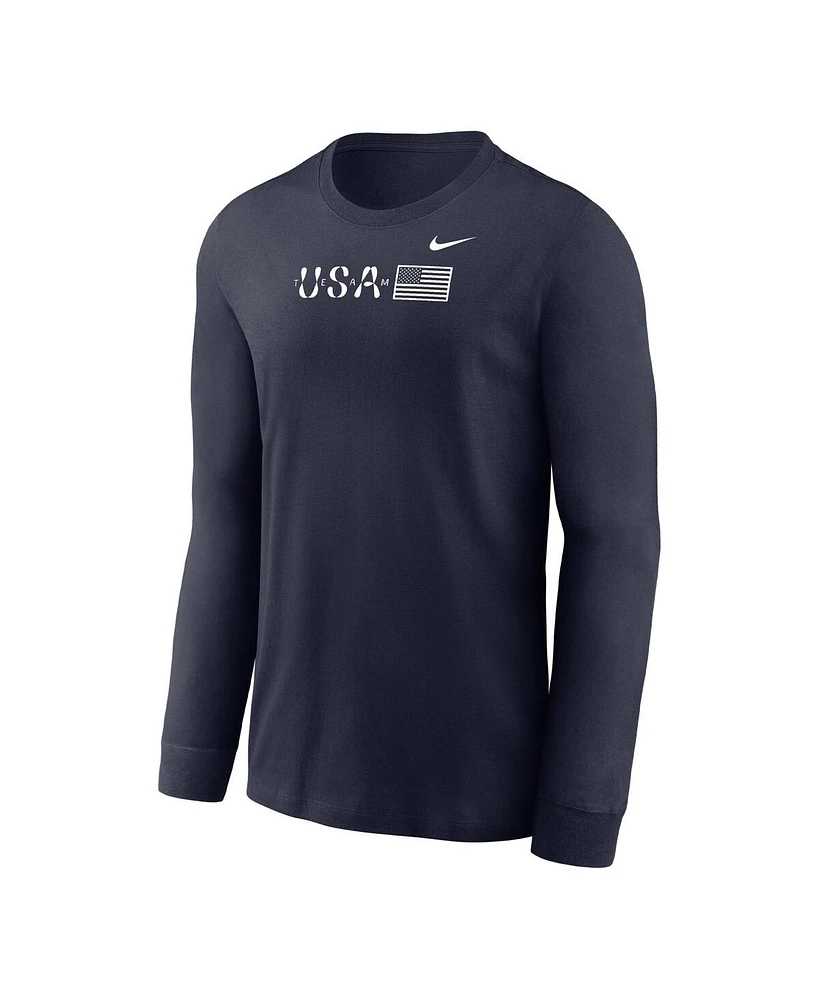 Nike Big Boys and Girls Navy Team Usa Core Long Sleeve T-Shirt