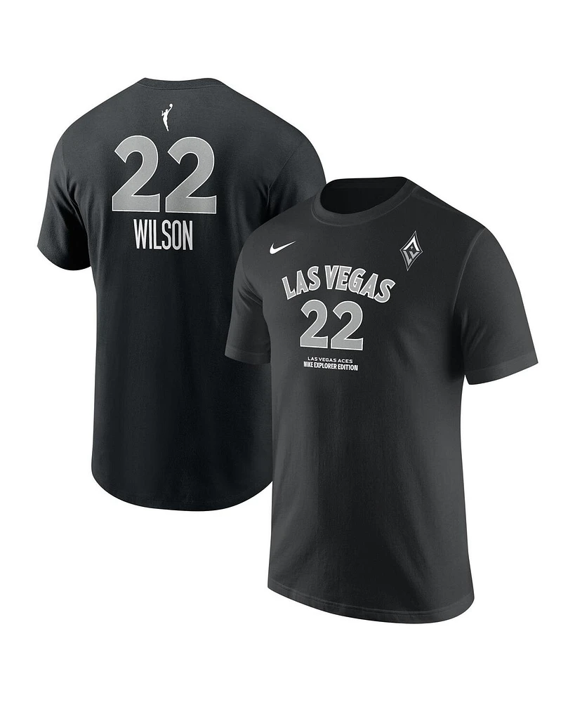 Nike Men's and Women's A'ja Wilson Black Las Vegas Aces Explorer Edition Name Number T-Shirt