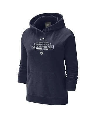 Nike Women's Navy UConn Huskies 2024 Ncaa Men's Basketball National Champions Tri-Blend Pullover Hoodie