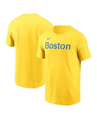 Nike Men's Gold Boston Red Sox City Connect Wordmark T-Shirt