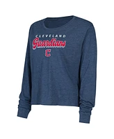 Concepts Sport Women's Navy Cleveland Guardians Meter Knit Long Sleeve T-Shirt Shorts Set