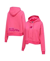 Pro Standard Women's Pink Miami Dolphins Triple Cropped Fleece Pullover Hoodie