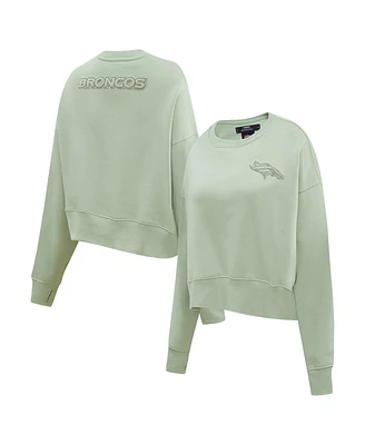 Pro Standard Women's Light Green Denver Broncos Neutral Pullover Sweatshirt