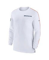 Nike Men's White Denver Broncos Sideline Coach Uv Performance Long Sleeve T-Shirt