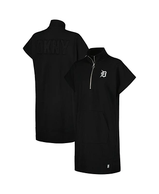 Dkny Women's Black Detroit Tigers Emily Quarter-Zip Sneaker Dress