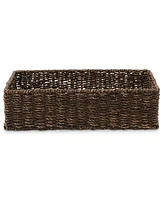 Casafield Bathroom Storage Baskets - Set of 2, Natural Water Hyacinth, 15.75" W x 11.25" D 3.25" H, Woven Toilet Paper, Tissue, Shelving Bins