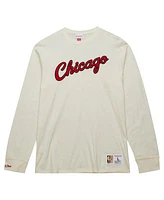 Mitchell & Ness Men's Cream Chicago Bulls Hardwood Classics Vintage-like Long Sleeve T-Shirt