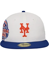 New Era Men's White/Royal York Mets Major Sidepatch 59FIFTY Fitted Hat