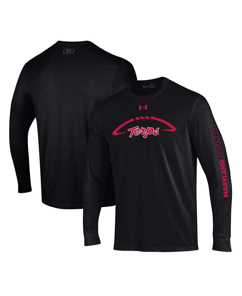 Under Armour Men's Black Maryland Terrapins Football Icon Performance Long Sleeve T-Shirt