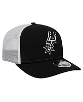 New Era Men's Black/White San Antonio Spurs Trucker 9SEVENTY Coolera Stretch-Snap Hat