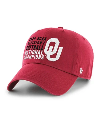 '47 Brand Men's and Women's Crimson Oklahoma Sooners 2024 Ncaa Softball Women's College World Series Champions Clean Up Adjustable Hat