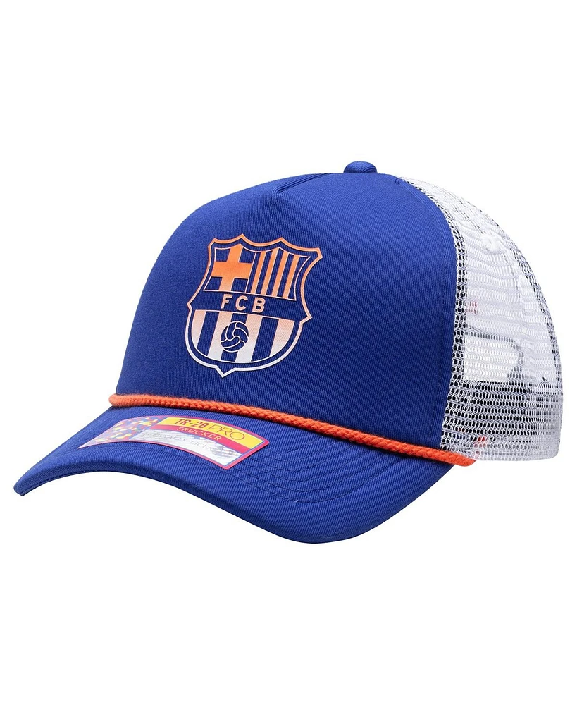 Fan Ink Men's and Women's Blue Barcelona Serve Trucker Adjustable Hat