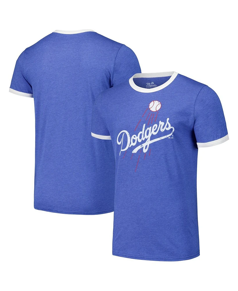 Majestic Men's Threads Royal Los Angeles Dodgers Ringer Tri-Blend T-Shirt