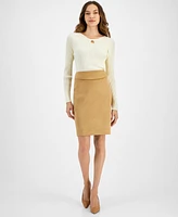 Tahari Asl Women's Faux Suede Pencil Skirt