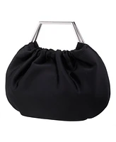 Nina Metal Handle Satin Pouch Bag
