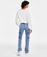 Planet Heart Juniors Bubble Hem Sweatshirt Bootcut Jeans