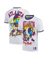 Ripple Junction Men's White the Smurfs Atlanta Baseball Ringer T-Shirt