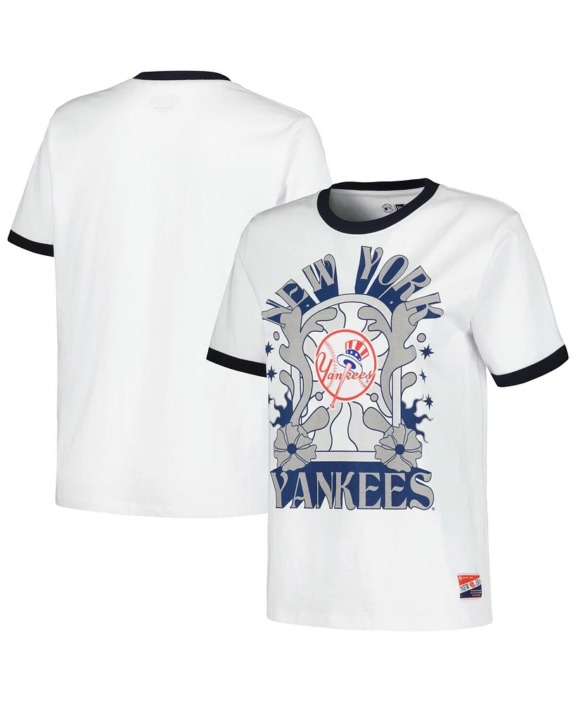 New Era Women's White York Yankees Oversized Ringer T-Shirt