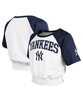 Outerstuff Big Boys and Girls White New York Yankees On Base Fashion Raglan T-Shirt