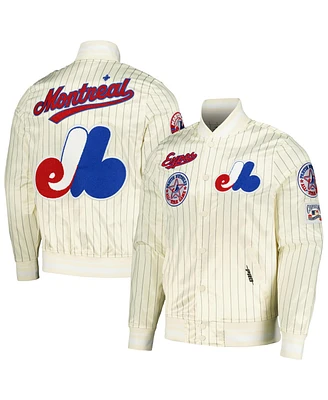 Pro Standard Men's Cream Montreal Expos Cooperstown Collection Pinstripe Retro Classic Satin Full-Snap Jacket