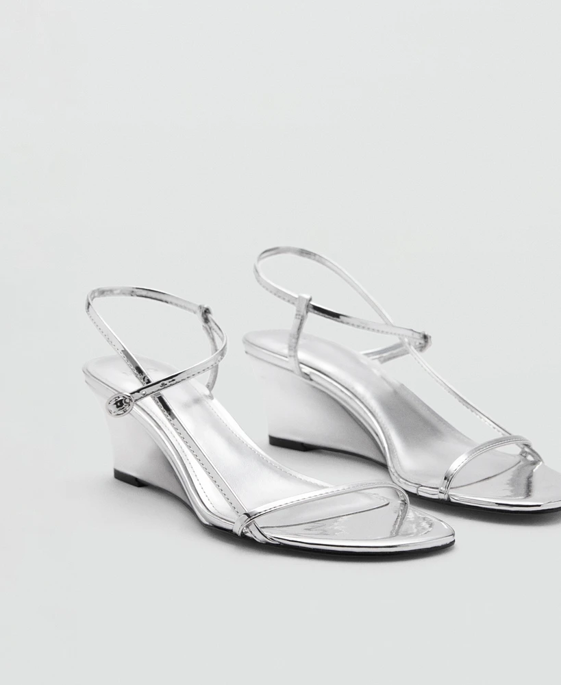 Mango Women's Metallic Heel Sandals