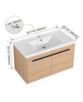 Streamdale Furniture 36" Oak Bathroom Vanity with Resin Countertop