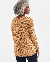 Style & Co Petite Animal-Print Sweater, Created for Macy's