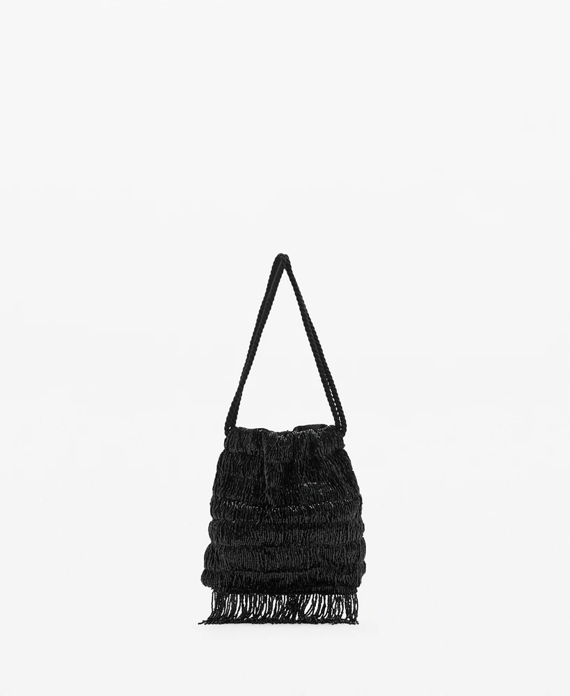 Mango Women's Fringe Beads Bag