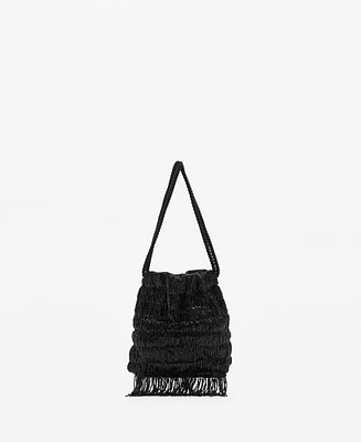 Mango Women's Fringe Beads Bag