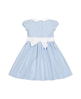 Hope & Henry Girls' Short Sleeve Seersucker Dress with Peter Pan Collar