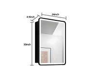 24x30" Led Black Framed Medicine Cabinet with 3-Color Temperature Control and Anti-Fog