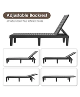 Gymax Patio Outdoor Chaise Lounge Chair Recliner w/ Adjustable Backrest Brown