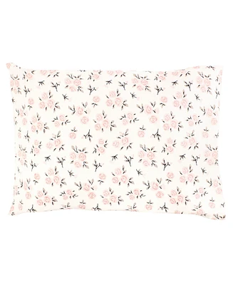 Hudson Baby Infant Girl Cotton Toddler Pillow Case, Neutral Pink Floral, One Size