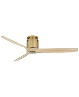 Casa Vieja 52" Windspun Modern Indoor Ceiling Fan 3 Blade Remote Control Soft Brass Finish Wood Blades Bedroom Living Room Kitchen Dining Office Hugge