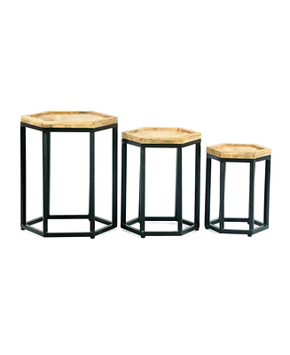 Simplie Fun Modern Industrial 3-Piece End Table Set