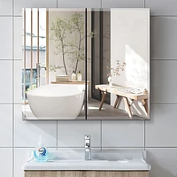 30x26" Double Door Mirror Medicine Cabinet, Recessed or Wall Mount