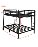 Full Xl over Queen Bunk Bed, Sturdy Metal Frame, Noise Reduced, No Box Spring