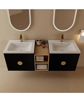 Streamdale Furniture 60" Wall-Mounted Vanity with Soft-Close Drawers and Ceramic Basin