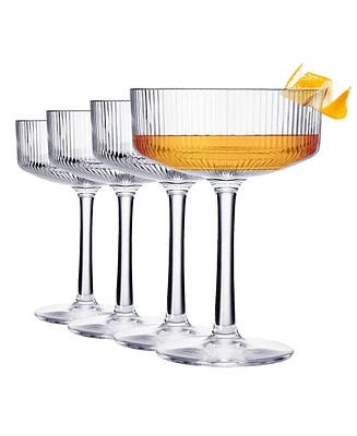 The Wine Savant Khen Classic Art Deco Acrylic Shatterproof Coupe Glasses Set of 4