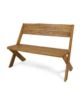 Sandblast Acacia Wood Bench With Reclining Backrest