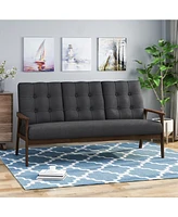 Athena Waffle Stitch Tufted Sofa With Rubberwood Legs