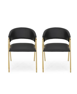 Simplie Fun Modern Glam Dining Chairs With Metallic V-Legs