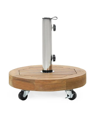 Simplie Fun Acacia Wood Umbrella Base With Concrete Core