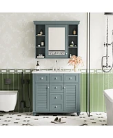 Streamdale Furniture 36'' Bathroom Vanity with Mirror Cabinet, Ample Storage, Soft-Close Doors & Drawers