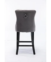 Luxurious Velvet Barstools with Button Tufted Backrest (Set Of 2)