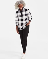 Style & Co Women's Plaid Fleece Quarter-Zip Sweatshirt, Created for Macy's