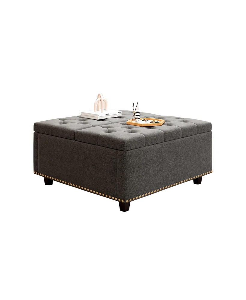 Streamdale Furniture Oversized Storage Square Ottoman with Double Door Storage
