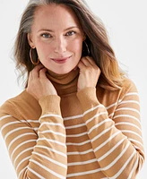 Style & Co Petite Striped Turtleneck Sweater, Created for Macy's