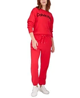 Calvin Klein Womens Fleece Logo Sweatshirt High Waist Drawstring Sweatpants