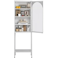 5-Tier Metal Glass Door Storage Cabinet with Adjustable Shelves
